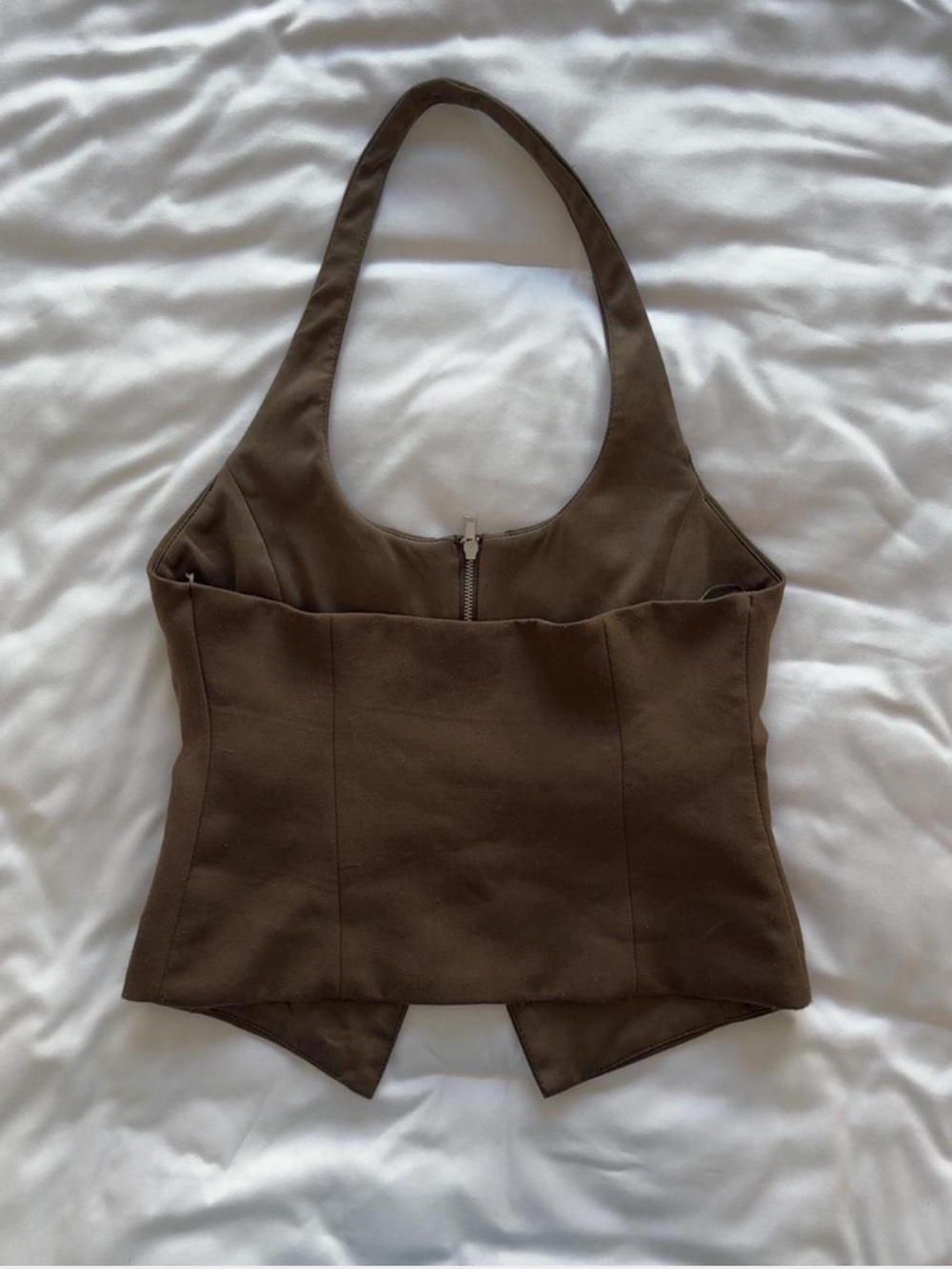 Zara Green brown halter top with pockets - Picture 4 of 8
